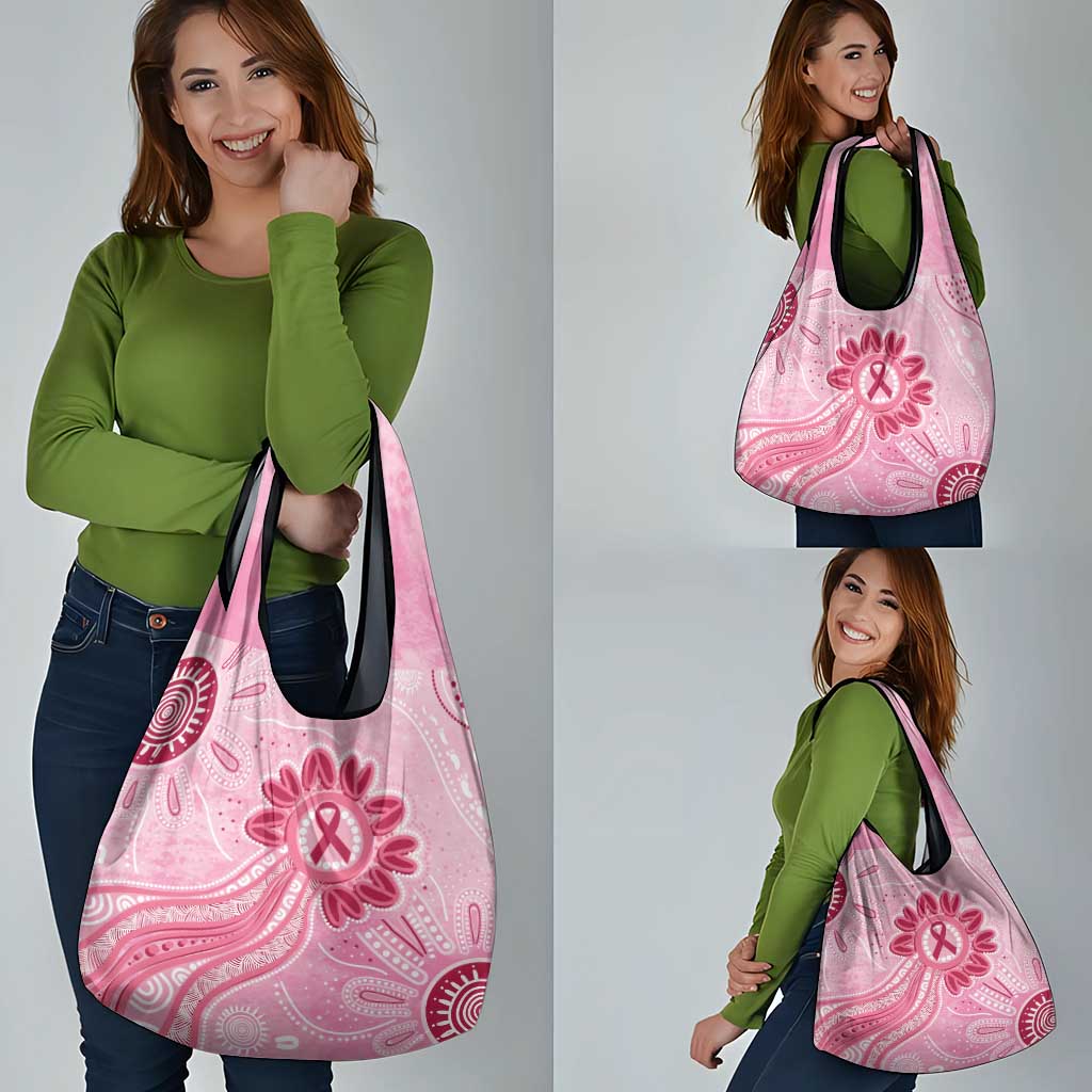 First Nation Aboriginal Dot Arts Grocery Bag Think Pink - Aussie Hoodie