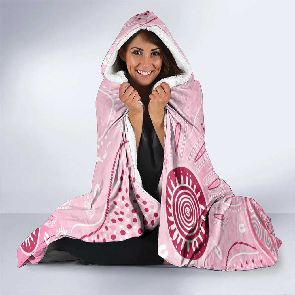 First Nation Aboriginal Dot Arts Hooded Blanket Think Pink - Aussie Hoodie