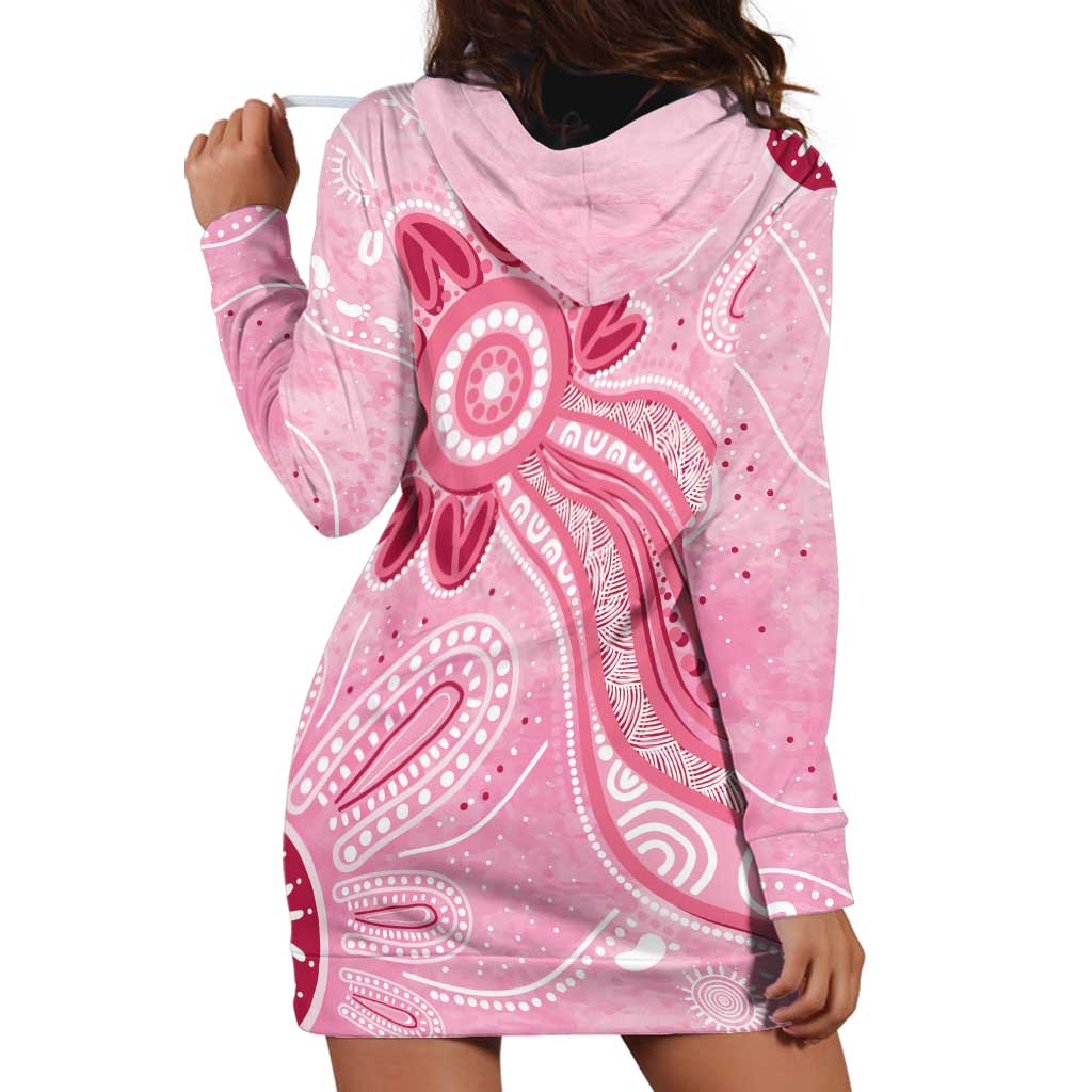 First Nation Aboriginal Dot Arts Hoodie Dress Think Pink - Aussie Hoodie