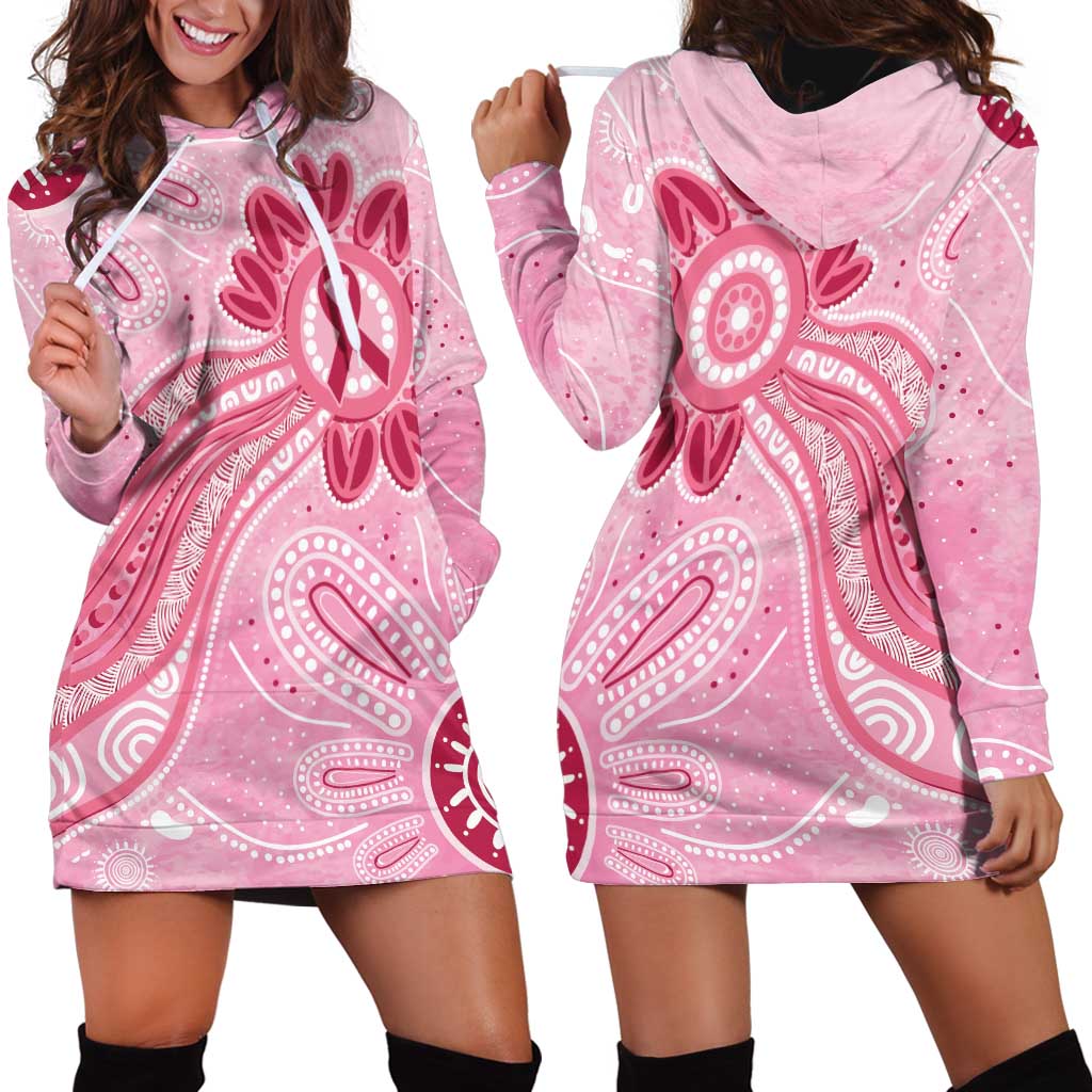 First Nation Aboriginal Dot Arts Hoodie Dress Think Pink - Aussie Hoodie