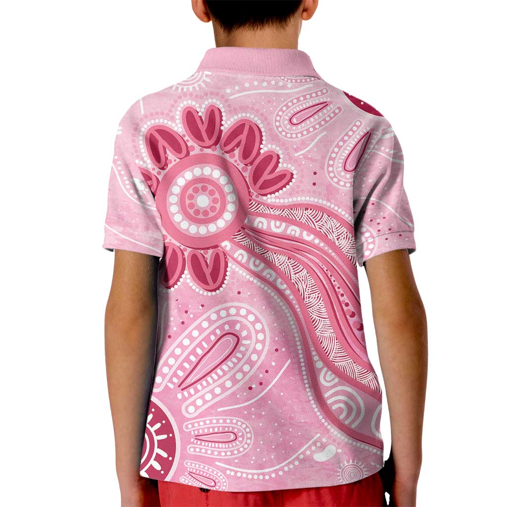 First Nation Aboriginal Dot Arts Kid Polo Shirt Think Pink - Aussie Hoodie