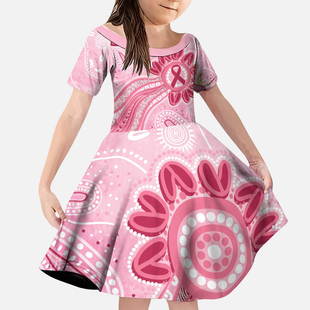First Nation Aboriginal Dot Arts Kid Short Sleeve Dress Think Pink - Aussie Hoodie