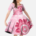 First Nation Aboriginal Dot Arts Kid Short Sleeve Dress Think Pink - Aussie Hoodie
