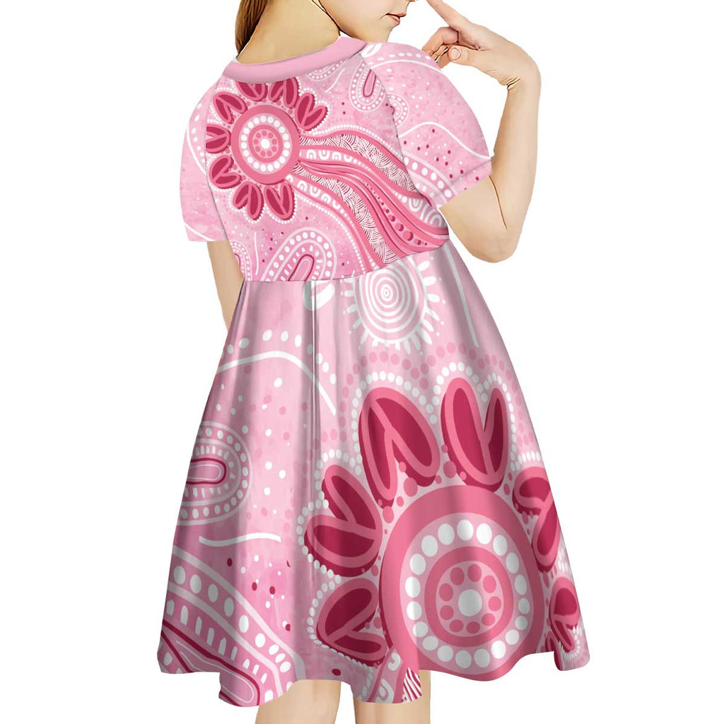 First Nation Aboriginal Dot Arts Kid Short Sleeve Dress Think Pink - Aussie Hoodie