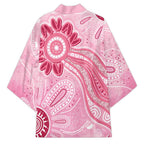 First Nation Aboriginal Dot Arts Kimono Think Pink - Aussie Hoodie