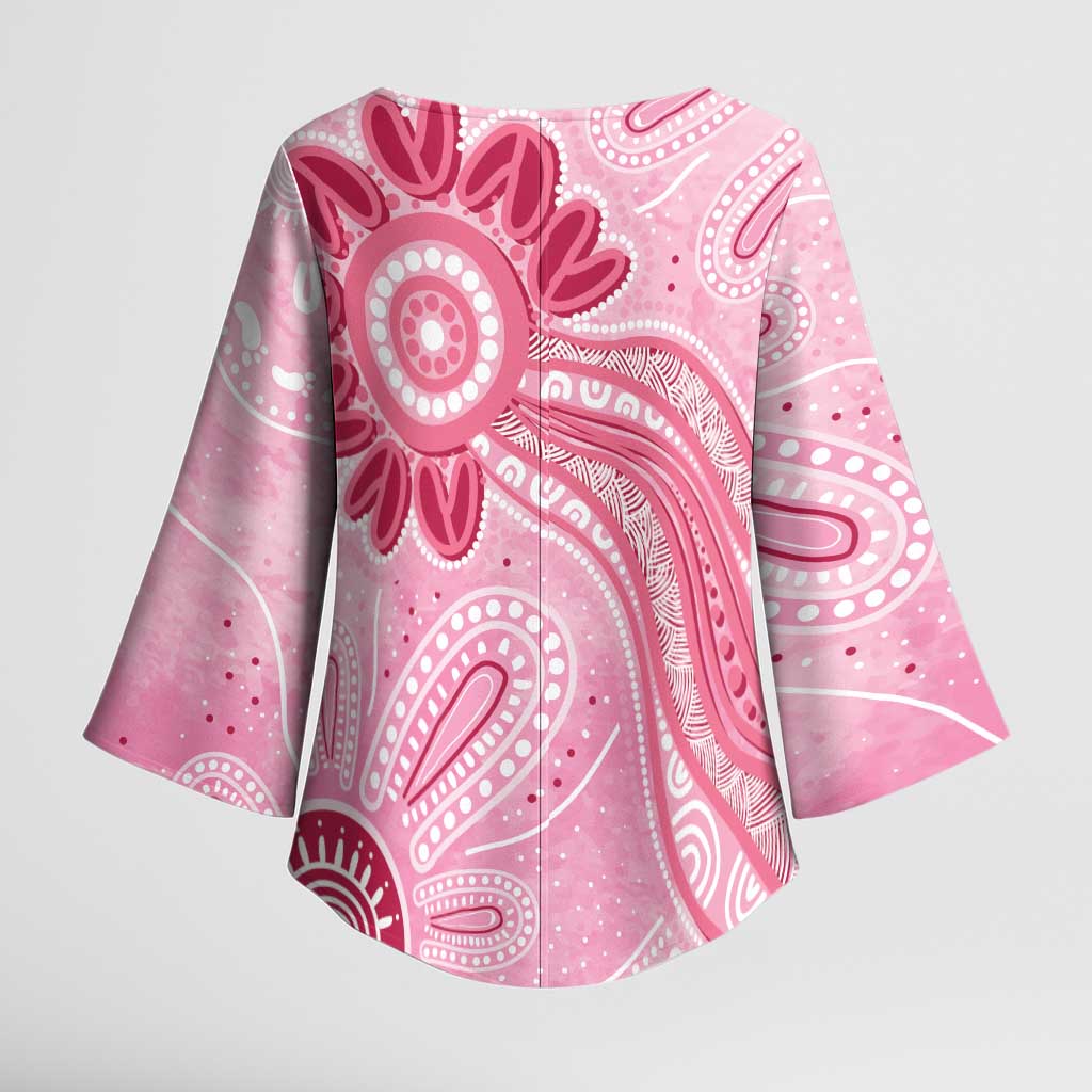 First Nation Aboriginal Dot Arts Kimono Sleeve Blouse Think Pink - Aussie Hoodie
