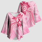 First Nation Aboriginal Dot Arts Kimono Sleeve Blouse Think Pink - Aussie Hoodie