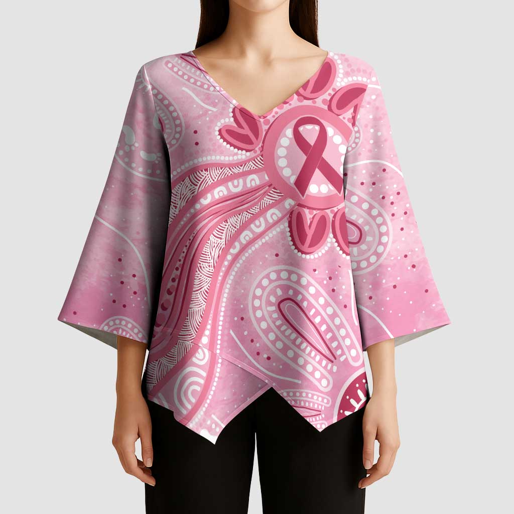 First Nation Aboriginal Dot Arts Kimono Sleeve Blouse Think Pink - Aussie Hoodie