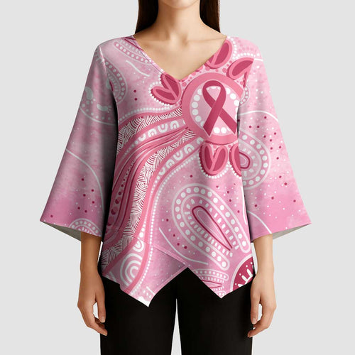 First Nation Aboriginal Dot Arts Kimono Sleeve Blouse Think Pink - Aussie Hoodie
