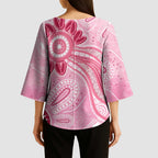 First Nation Aboriginal Dot Arts Kimono Sleeve Blouse Think Pink - Aussie Hoodie