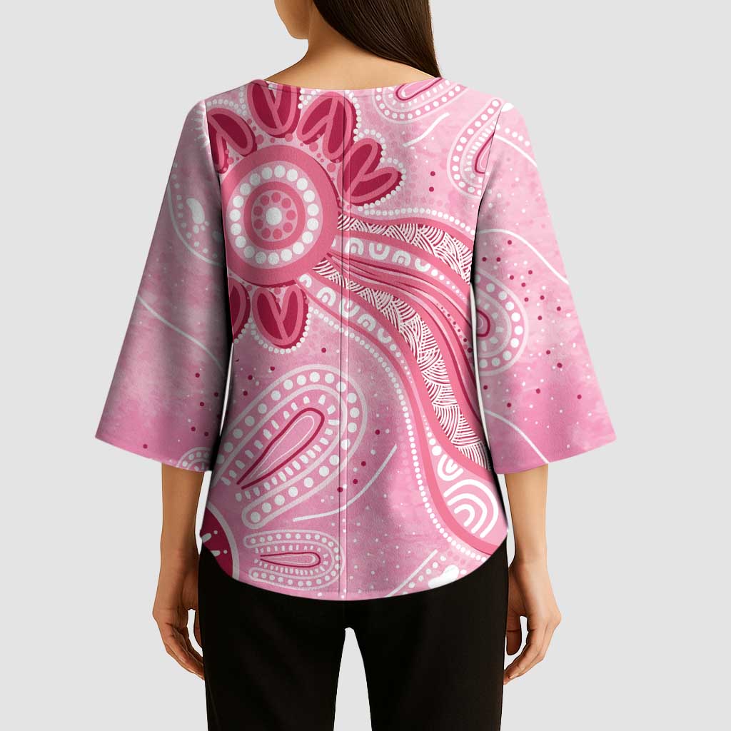 First Nation Aboriginal Dot Arts Kimono Sleeve Blouse Think Pink - Aussie Hoodie