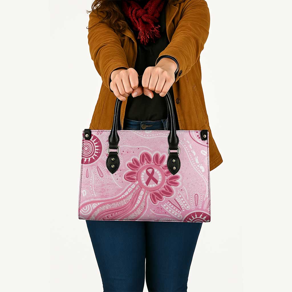 First Nation Aboriginal Dot Arts Leather Bag Think Pink - Aussie Hoodie