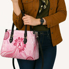 First Nation Aboriginal Dot Arts Leather Bag Think Pink - Aussie Hoodie