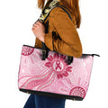 First Nation Aboriginal Dot Arts Leather Tote Bag Think Pink - Aussie Hoodie