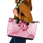 First Nation Aboriginal Dot Arts Leather Tote Bag Think Pink - Aussie Hoodie