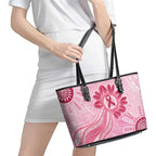 First Nation Aboriginal Dot Arts Leather Tote Bag Think Pink - Aussie Hoodie