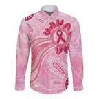 First Nation Aboriginal Dot Arts Long Sleeve Button Shirt Think Pink - Aussie Hoodie