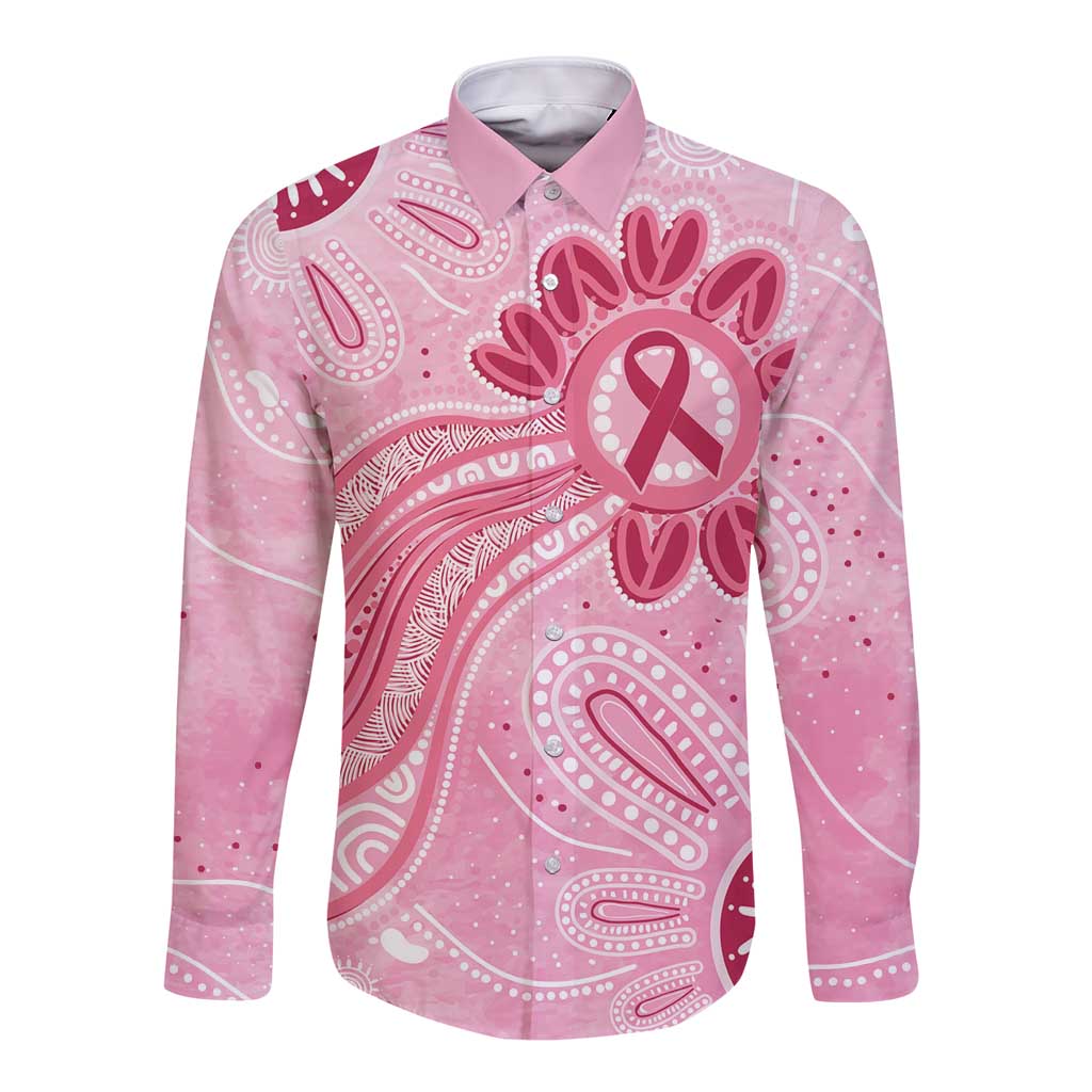 First Nation Aboriginal Dot Arts Long Sleeve Button Shirt Think Pink - Aussie Hoodie