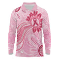 First Nation Aboriginal Dot Arts Long Sleeve Polo Shirt Think Pink - Aussie Hoodie