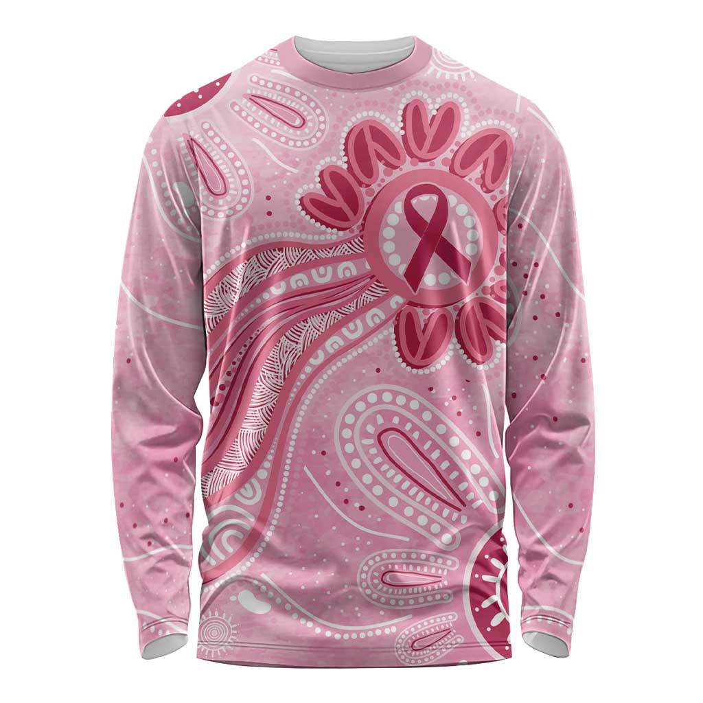 First Nation Aboriginal Dot Arts Long Sleeve Shirt Think Pink - Aussie Hoodie