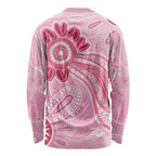 First Nation Aboriginal Dot Arts Long Sleeve Shirt Think Pink - Aussie Hoodie