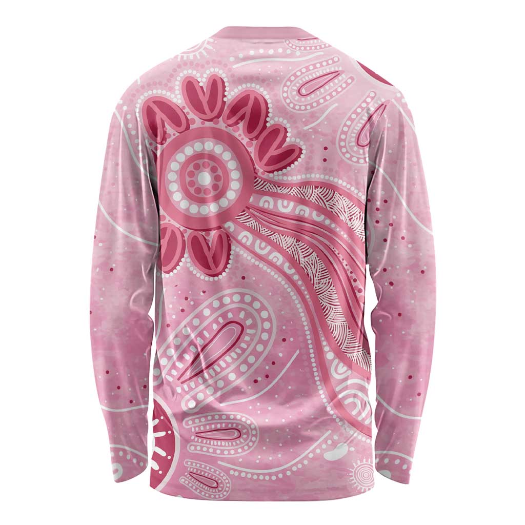 First Nation Aboriginal Dot Arts Long Sleeve Shirt Think Pink - Aussie Hoodie