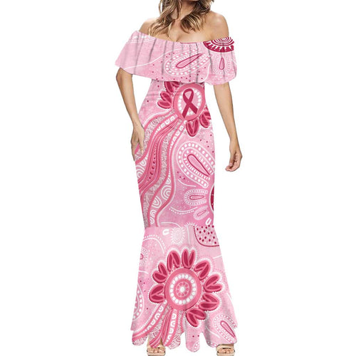 First Nation Aboriginal Dot Arts Mermaid Dress Think Pink - Aussie Hoodie