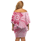 First Nation Aboriginal Dot Arts Off Shoulder Short Dress Think Pink - Aussie Hoodie