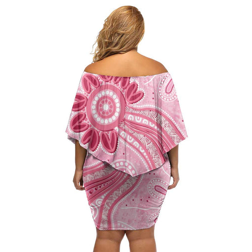 First Nation Aboriginal Dot Arts Off Shoulder Short Dress Think Pink - Aussie Hoodie