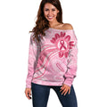 First Nation Aboriginal Dot Arts Off Shoulder Sweater Think Pink - Aussie Hoodie