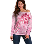 First Nation Aboriginal Dot Arts Off Shoulder Sweater Think Pink - Aussie Hoodie