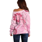 First Nation Aboriginal Dot Arts Off Shoulder Sweater Think Pink - Aussie Hoodie