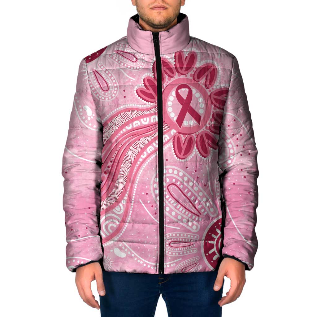 First Nation Aboriginal Dot Arts Padded Jacket Think Pink - Aussie Hoodie