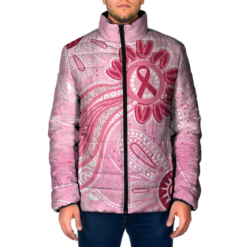 First Nation Aboriginal Dot Arts Padded Jacket Think Pink - Aussie Hoodie