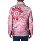 First Nation Aboriginal Dot Arts Padded Jacket Think Pink - Aussie Hoodie