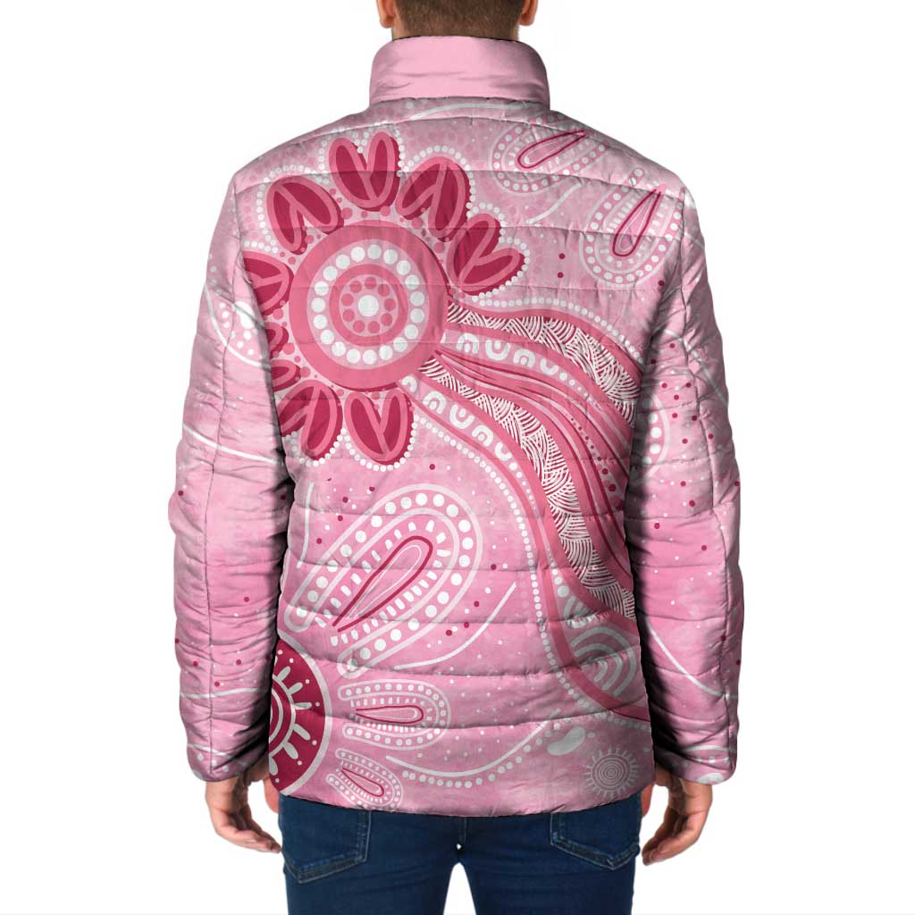 First Nation Aboriginal Dot Arts Padded Jacket Think Pink - Aussie Hoodie