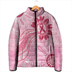 First Nation Aboriginal Dot Arts Padded Jacket Think Pink - Aussie Hoodie