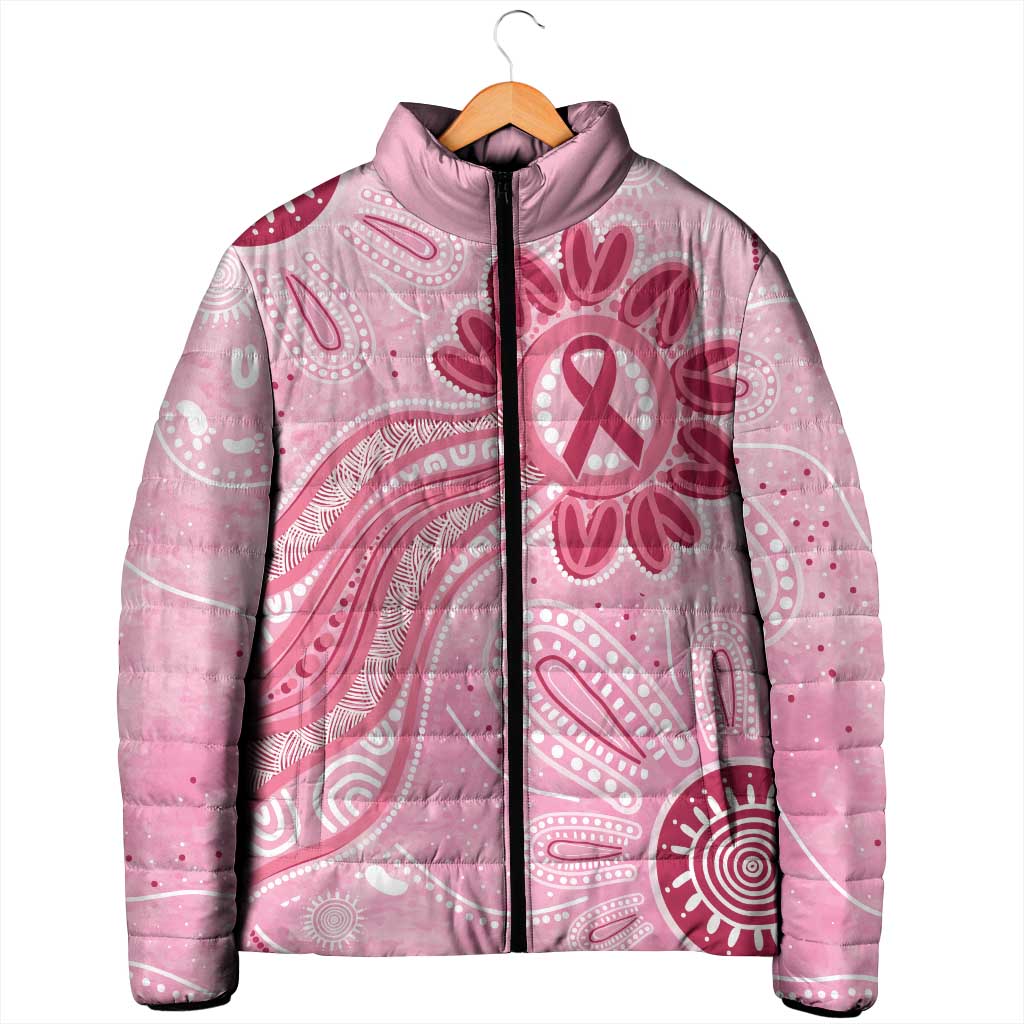 First Nation Aboriginal Dot Arts Padded Jacket Think Pink - Aussie Hoodie
