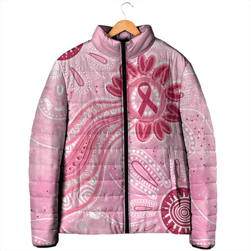 First Nation Aboriginal Dot Arts Padded Jacket Think Pink - Aussie Hoodie