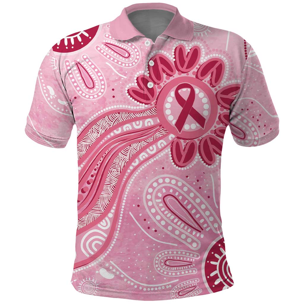 First Nation Aboriginal Dot Arts Polo Shirt Think Pink - Aussie Hoodie