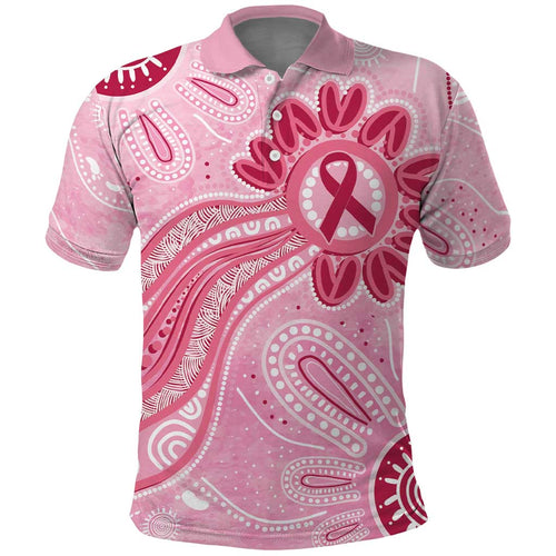 First Nation Aboriginal Dot Arts Polo Shirt Think Pink - Aussie Hoodie