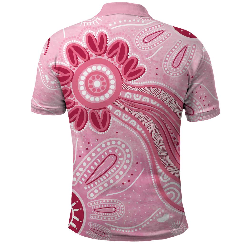 First Nation Aboriginal Dot Arts Polo Shirt Think Pink - Aussie Hoodie