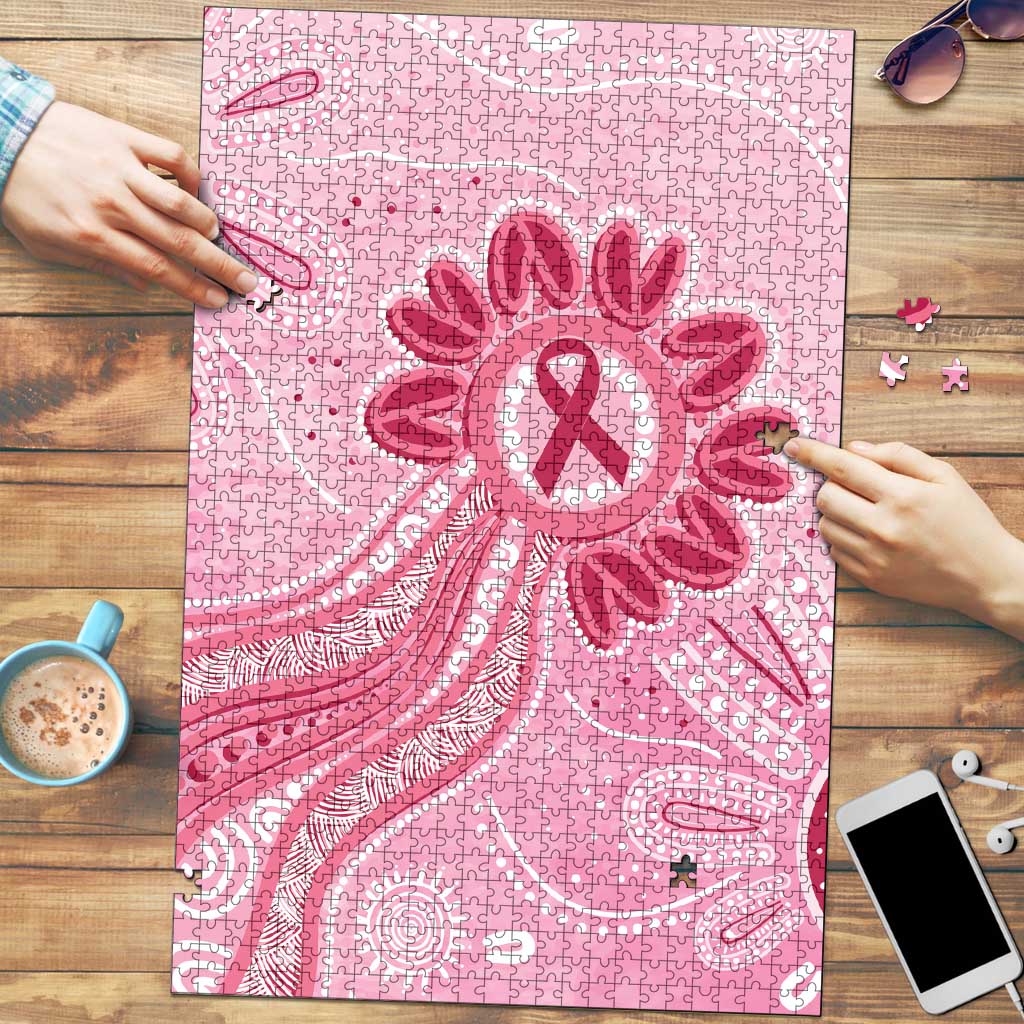 First Nation Aboriginal Dot Arts Puzzle Think Pink - Aussie Hoodie