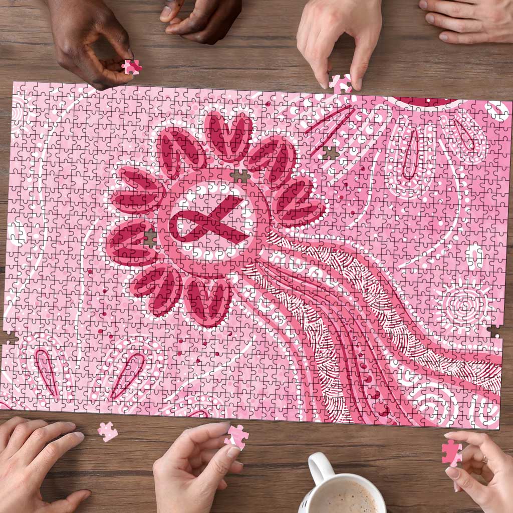 First Nation Aboriginal Dot Arts Puzzle Think Pink - Aussie Hoodie
