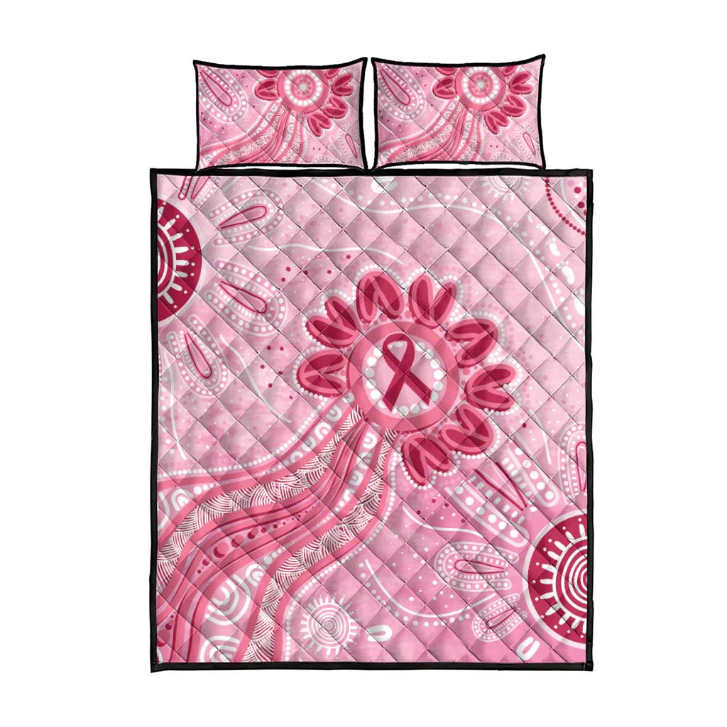 First Nation Aboriginal Dot Arts Quilt Bed Set Think Pink - Aussie Hoodie