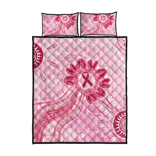 First Nation Aboriginal Dot Arts Quilt Bed Set Think Pink - Aussie Hoodie