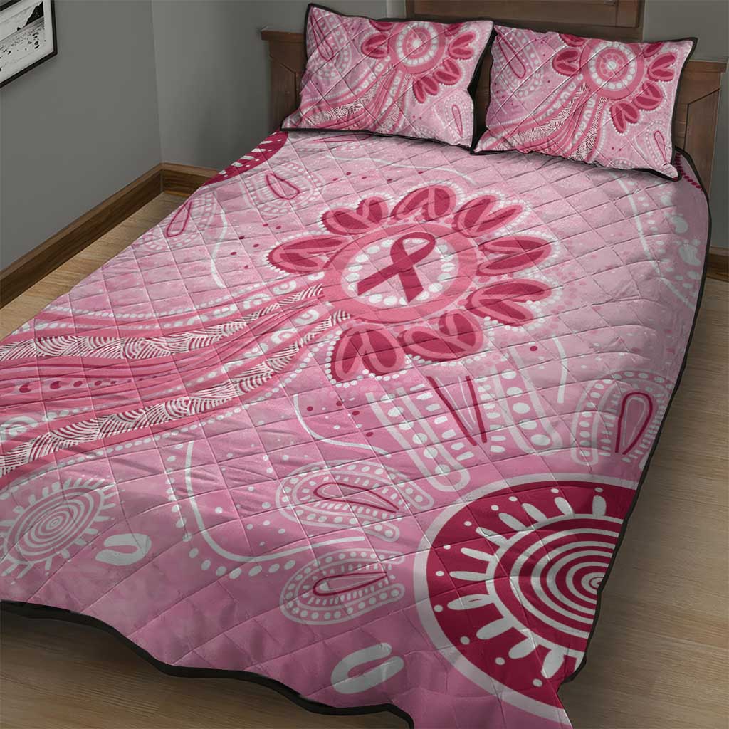 First Nation Aboriginal Dot Arts Quilt Bed Set Think Pink - Aussie Hoodie