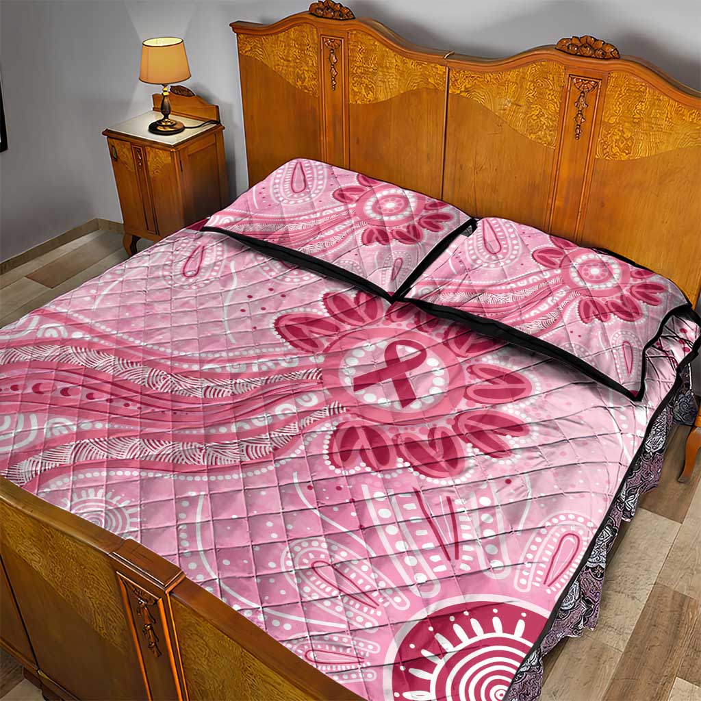 First Nation Aboriginal Dot Arts Quilt Bed Set Think Pink - Aussie Hoodie