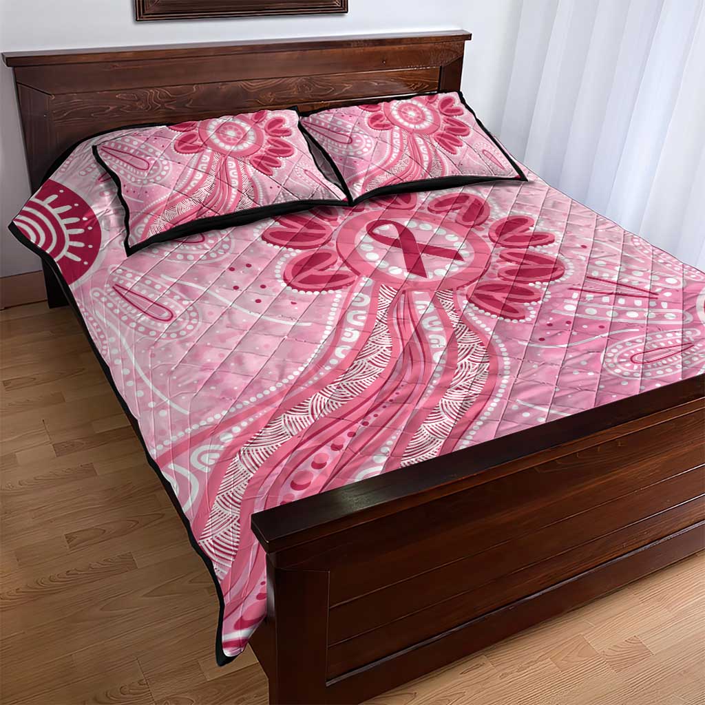 First Nation Aboriginal Dot Arts Quilt Bed Set Think Pink - Aussie Hoodie