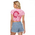 First Nation Aboriginal Dot Arts Raglan Cropped T Shirt Think Pink - Aussie Hoodie